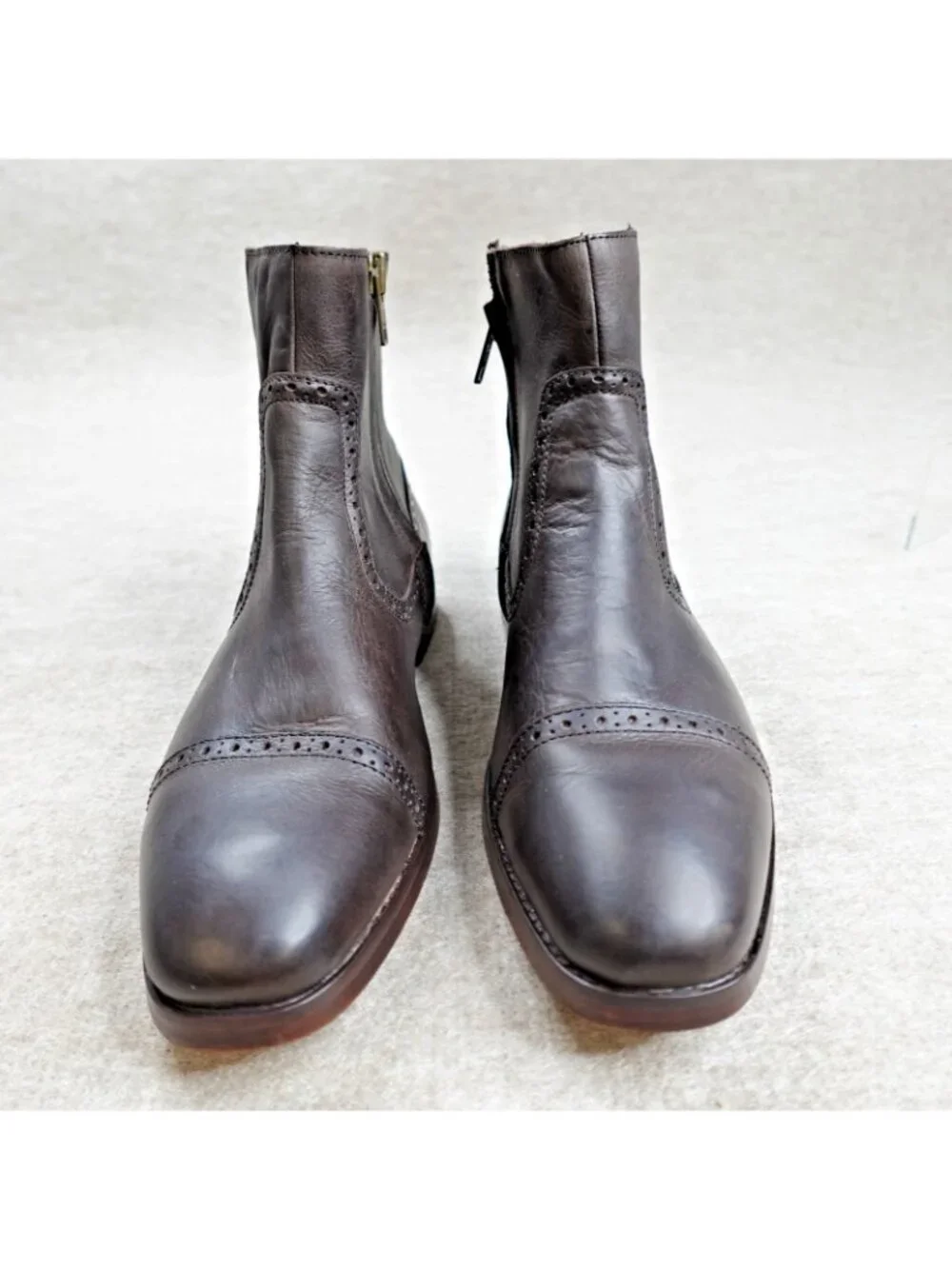 Polo Ralph Lauren Mens Boots 11 Brown Demonte Ankle Side Zip Cap Toe Chelsea